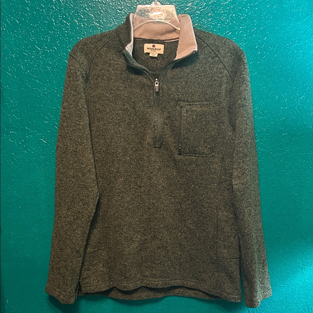 WOOLRICH Men's Green Half-Zip Sweater